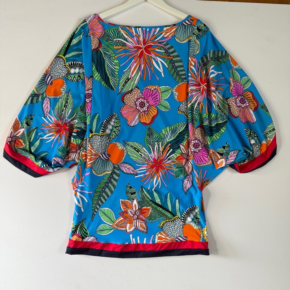 Trina Turk Women's Kimono Poppy Tunic Dress Floral Print Beach Cover Up - Picture 4 of 8